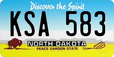 ND license plate KSA583