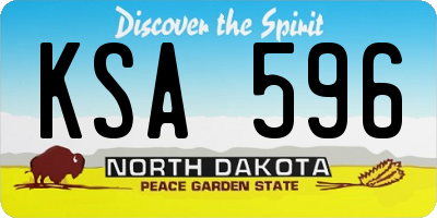 ND license plate KSA596