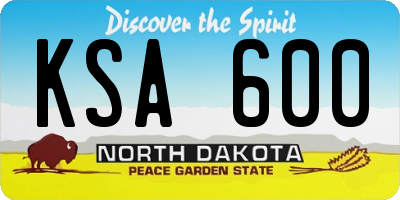 ND license plate KSA600