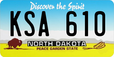 ND license plate KSA610