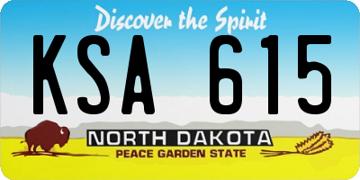 ND license plate KSA615