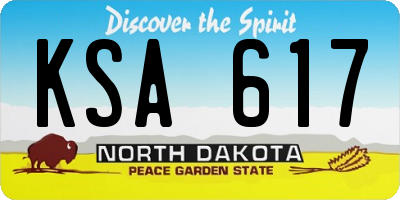 ND license plate KSA617