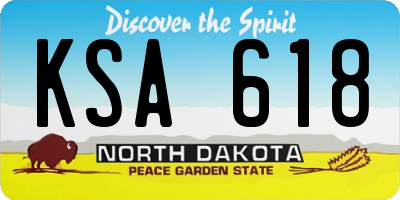 ND license plate KSA618