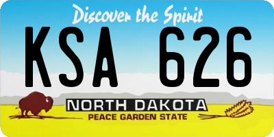ND license plate KSA626