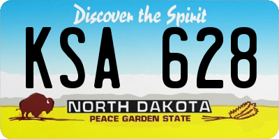 ND license plate KSA628
