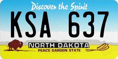 ND license plate KSA637