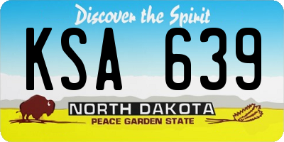 ND license plate KSA639