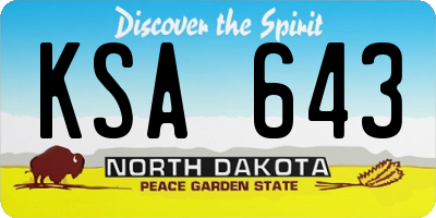 ND license plate KSA643
