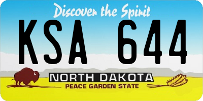 ND license plate KSA644