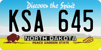 ND license plate KSA645