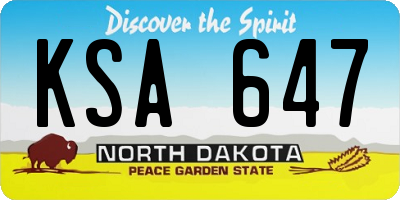 ND license plate KSA647