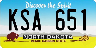 ND license plate KSA651