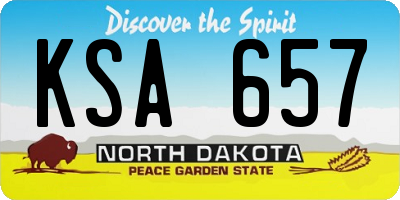 ND license plate KSA657