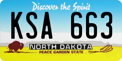 ND license plate KSA663