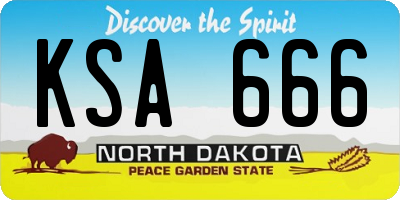 ND license plate KSA666