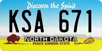 ND license plate KSA671