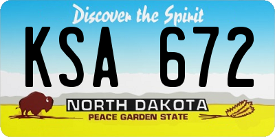 ND license plate KSA672