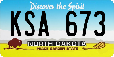 ND license plate KSA673