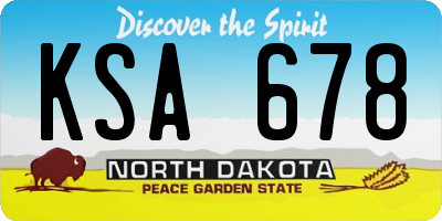 ND license plate KSA678