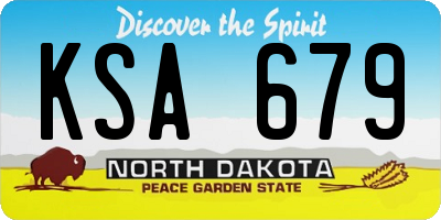 ND license plate KSA679