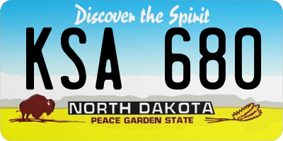 ND license plate KSA680