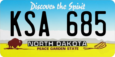 ND license plate KSA685