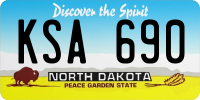 ND license plate KSA690