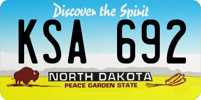 ND license plate KSA692