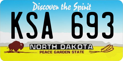 ND license plate KSA693