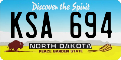 ND license plate KSA694