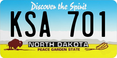 ND license plate KSA701