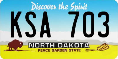 ND license plate KSA703