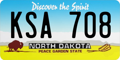 ND license plate KSA708