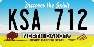 ND license plate KSA712