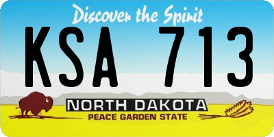 ND license plate KSA713
