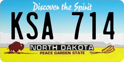 ND license plate KSA714