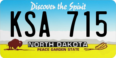 ND license plate KSA715