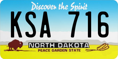 ND license plate KSA716