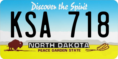ND license plate KSA718