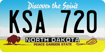 ND license plate KSA720