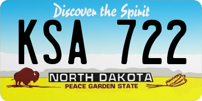 ND license plate KSA722