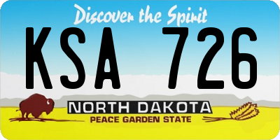 ND license plate KSA726
