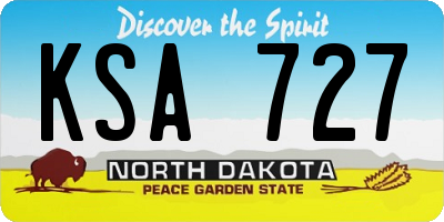 ND license plate KSA727