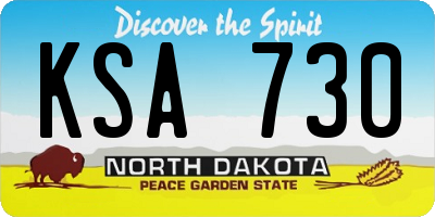 ND license plate KSA730