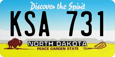 ND license plate KSA731