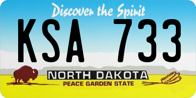ND license plate KSA733