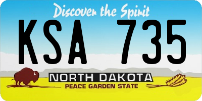 ND license plate KSA735