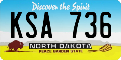 ND license plate KSA736