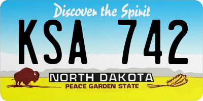 ND license plate KSA742