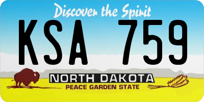 ND license plate KSA759